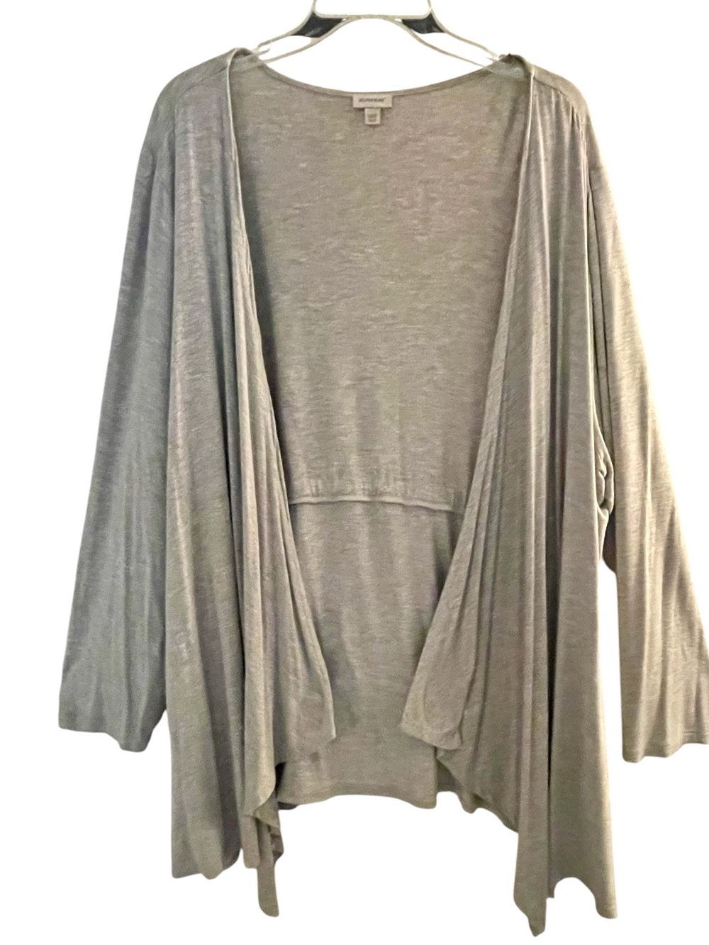 Women’s Light Gray Open Front Waterfall Cardigan, Plus Size 4X, 26W/28W